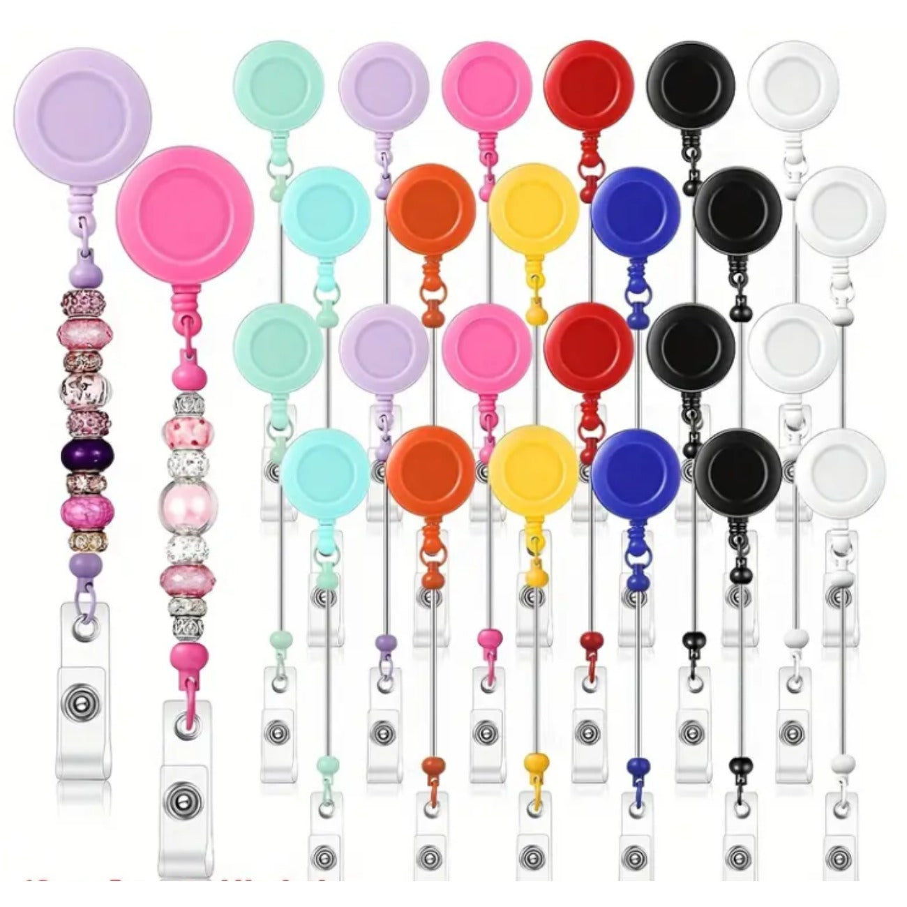 Wholesale Badge Reels DIY Beadable Bar  Retractable Keychain